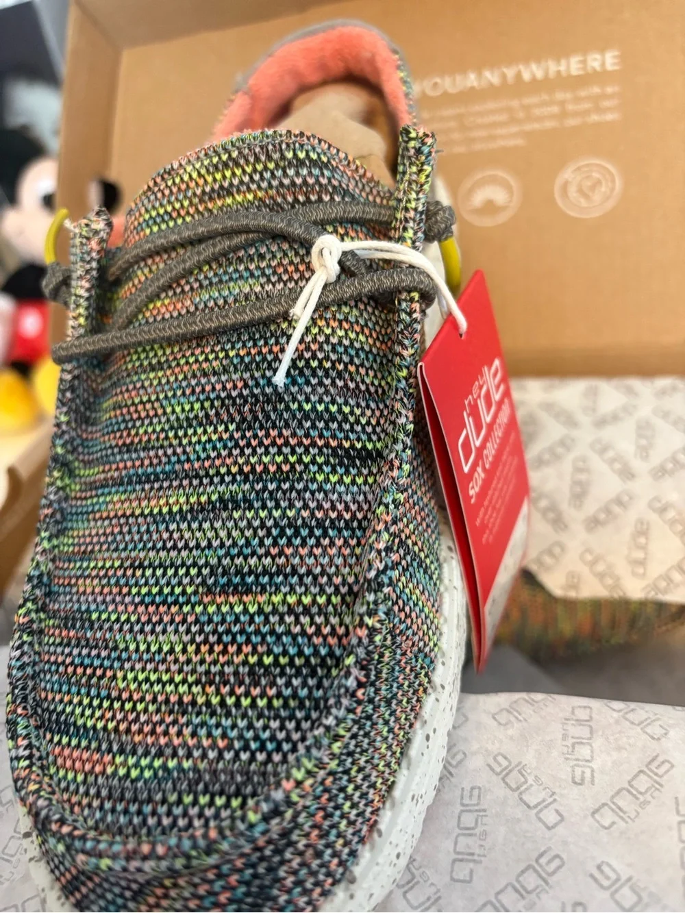 Hey Dude Wendy Sox Multicolor Knit Slip-On with Gray Heel